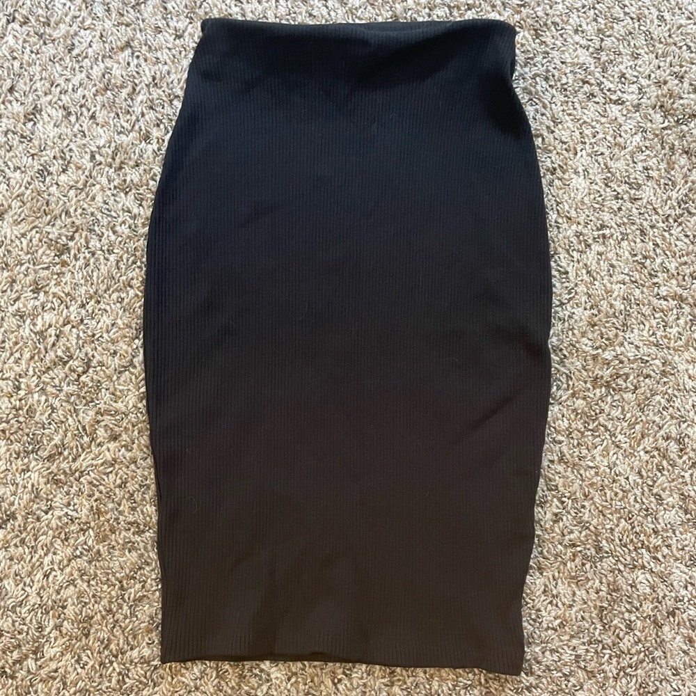 Other Stories Black Ribbed Pencil Skirt